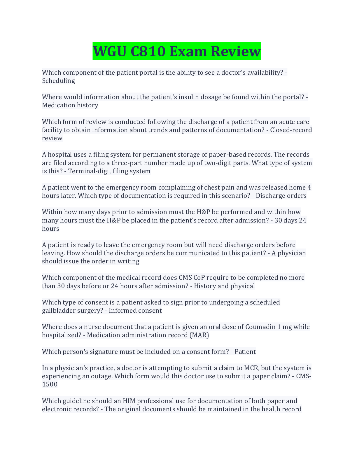 Preview image for WGU C810 Exam Review Questions And Answers